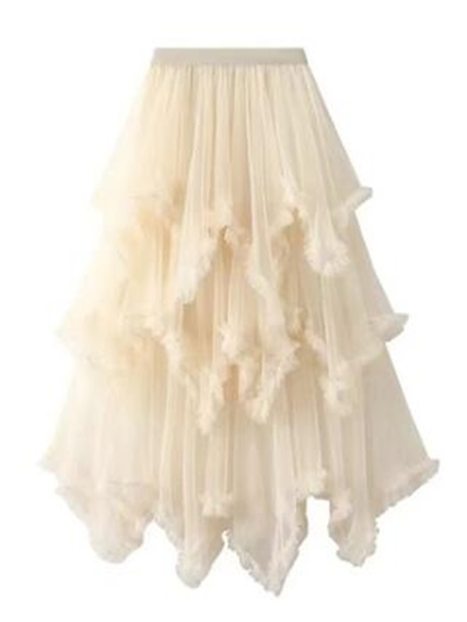 Layered Mesh High Waist Skirt
