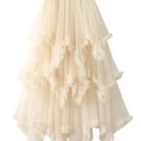 Beige Small Layered Mesh High Waist Skirt