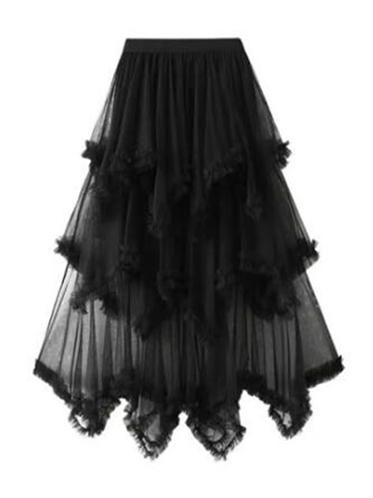 Layered Mesh High Waist Skirt
