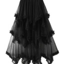Black Small Layered Mesh High Waist Skirt