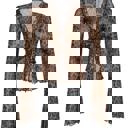  Leopard Print Mesh ruffled top 