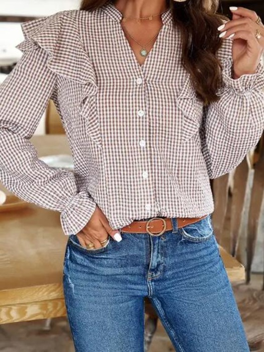 Plaid long sleeve top