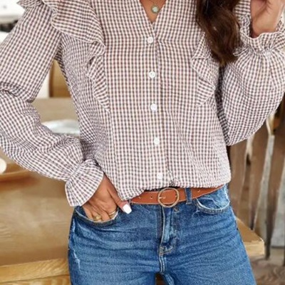 Plaid long sleeve top