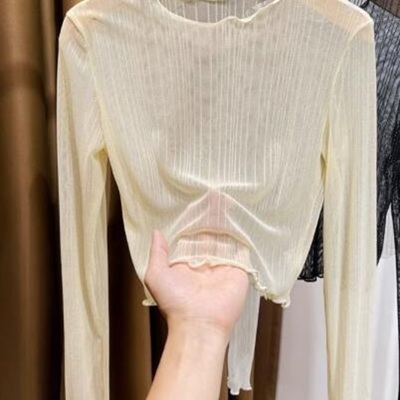 Cropped Mesh long sleeve top