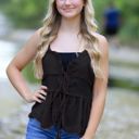 Small Black Ruffled front tie blouse