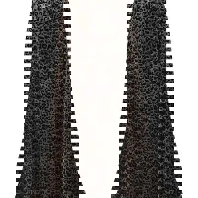 Velvet leopard midi skirt