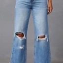 Blue Small Miss Sparkling High-Rise Distressed Wide-Leg Jeans
