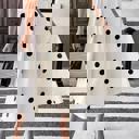 Cream Small Miss Sparkling Retro Polka Dot Button-Front Midi Skirt