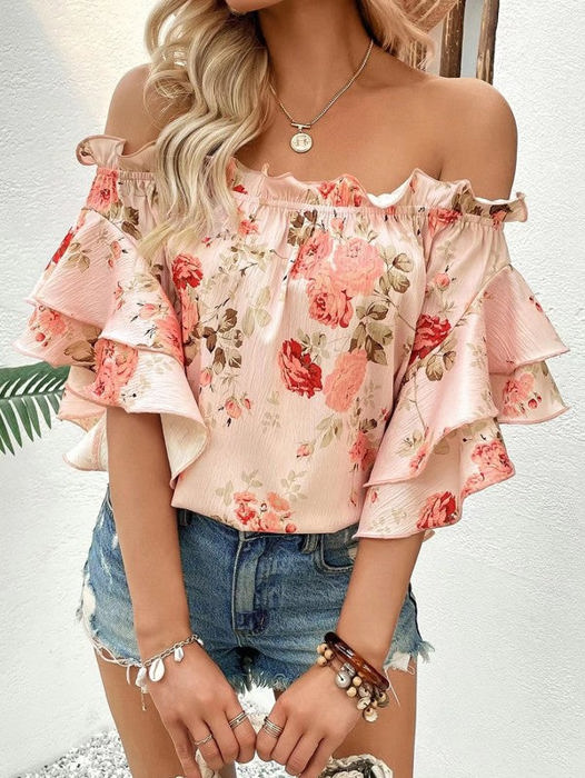 Miss Sparkling Floral off shoulder blouse