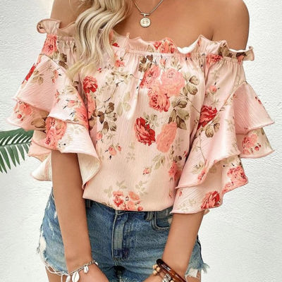 Miss Sparkling Floral off shoulder blouse