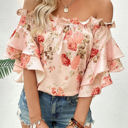  Miss Sparkling Floral off shoulder blouse