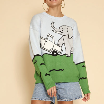 Elephant safari knit sweater