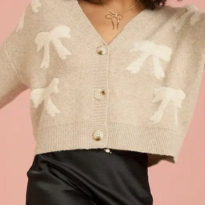 All over bow crop cardigan 