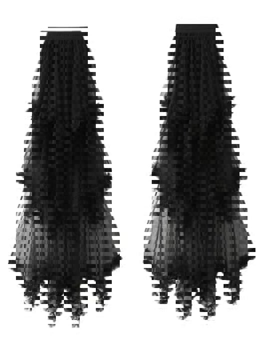 Layered Mesh High Waist Skirt