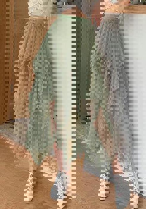Layered Mesh High Waist Skirt