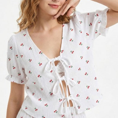 Miss Sparkling Cherry two piece shorts set