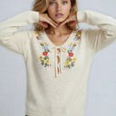  Miss Sparkling Floral Embroidered V-Neck Sweater