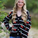  Striped cherry knit cardigan