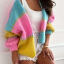 Small Pink Women's Color-Block  Knit Cardigan