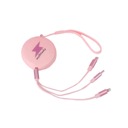 Pink Retractable 3-Port USB Keychain