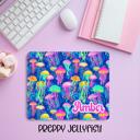  Personalized Preppy Neon Jellyfish Mousepad – Custom Name Vibrant Ocean Aesthetic Desk Mat