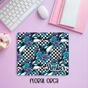  Personalized Custom Retro Checkered Orca & Floral Mousepad – Personalized Name Vintage Ocean Desk Mat