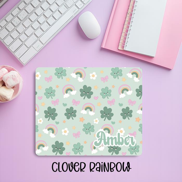 Personalized Clover Rainbow St. Patrick’s Day Mousepad – Lucky & Festive Desk Accessory