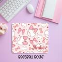  Custom Pink Baseball Coquette Mousepad – Personalized Name Preppy Sports Aesthetic Desk Mat