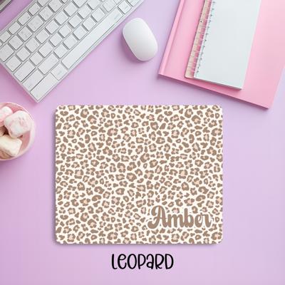 Custom Vintage Leopard Print Mousepad – Personalized Name Chic Retro Animal Print Desk Mat