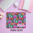  Custom Floral Cactus & Succulent Mousepad – Personalized Name Botanical Desk Mat