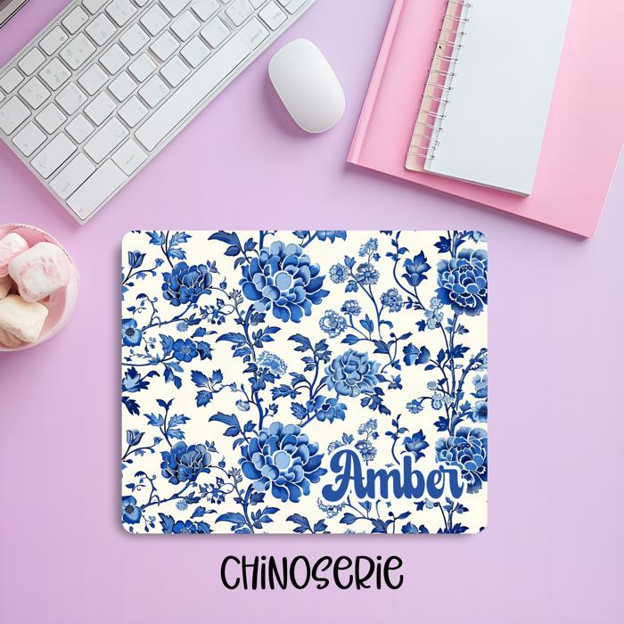 Personalized Chinoiserie Floral Mousepad – Elegant & Stylish Desk Accessory