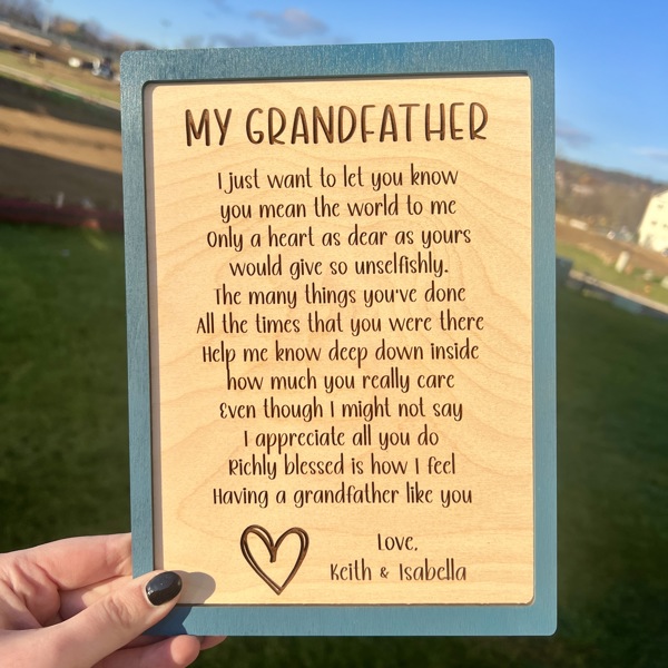 Personalized Grandfather Plaque Gift For Grandfather