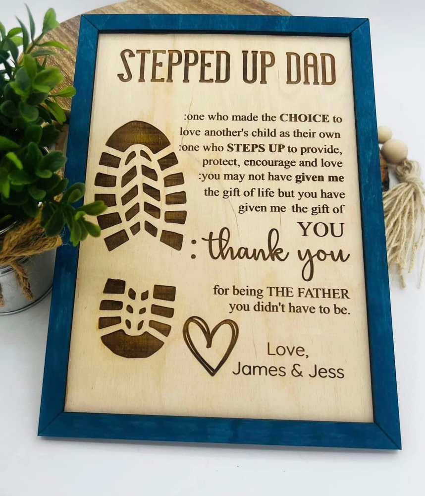 Stepdad Stepped Up Personalized Father Plaque