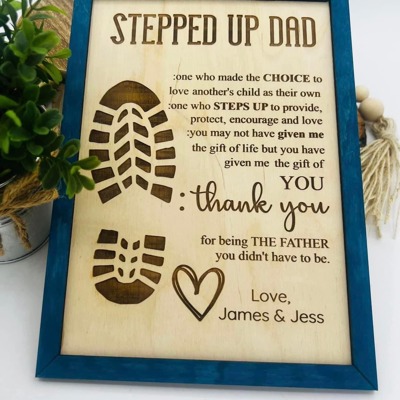 Stepdad Stepped Up Personalized Father Plaque