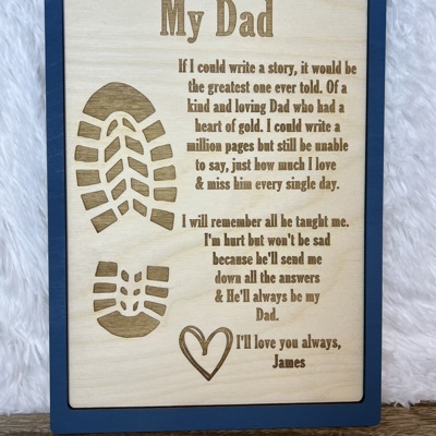 Dad Memorial Plaque | Wooden Sympathy Gift | 10x7 Inch Keepsake