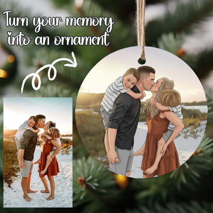Custom Illustrated Acrylic Ornament | Turn Your Memory into Art | Personalized Family Christmas Keepsake