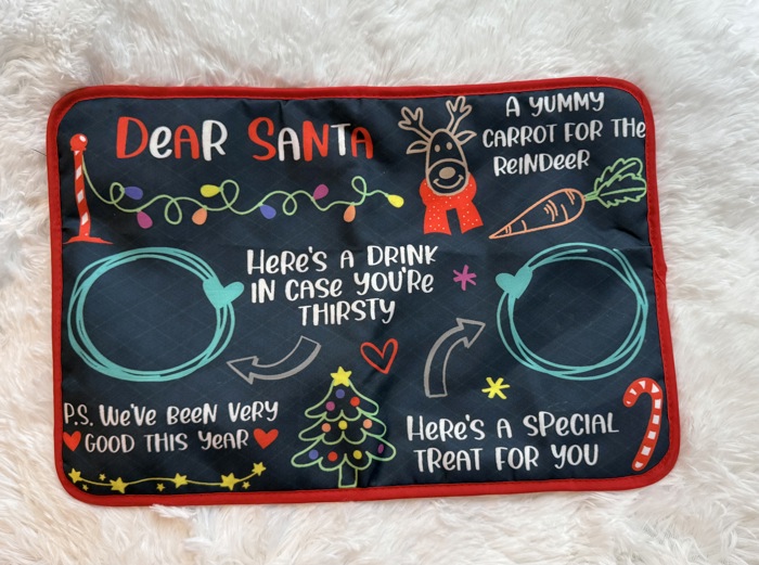 Santa Placemat for Cookies & Milk – 18x13” Quilted Christmas Mat, Washable & Reusable Holiday Keepsake