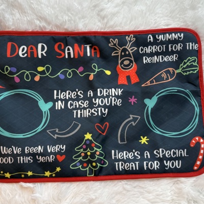 Santa Placemat for Cookies & Milk – 18x13” Quilted Christmas Mat, Washable & Reusable Holiday Keepsake