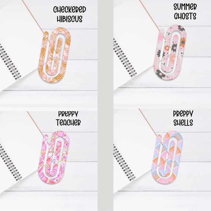 Jumbo Acrylic Paperclips-Choose 4 Designs.