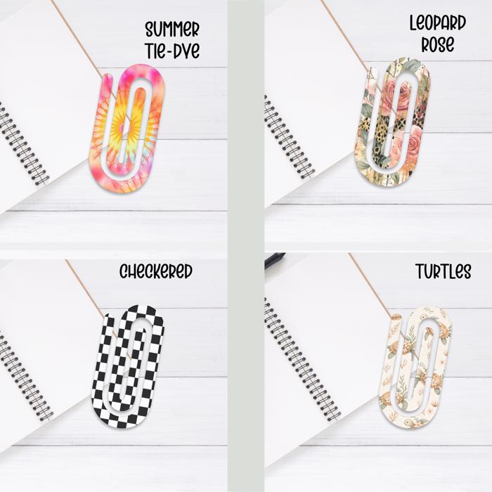 Jumbo Acrylic Paperclips-Choose 4 Designs.