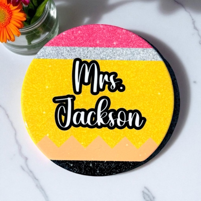 Personalized Teacher Coaster | Ceramic Gift with Cork Backing