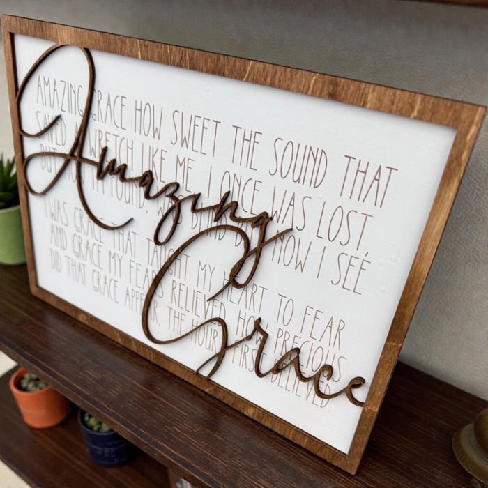 Amazing Grace Christian Faith Leaner Sign – Inspirational Home Decor