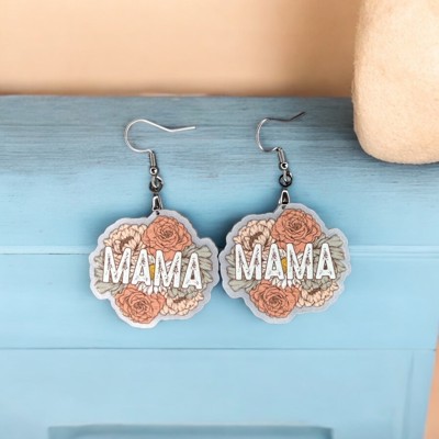 Vintage Floral Mama Acrylic Earrings