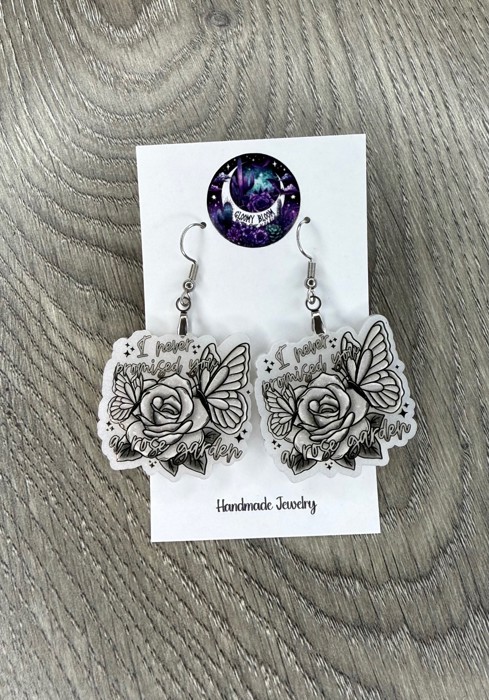 I Never Promised You a Rose Garden Butterfly Floral Acrylic Earrings