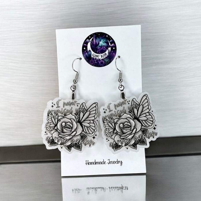 I Never Promised You a Rose Garden Butterfly Floral Acrylic Earrings