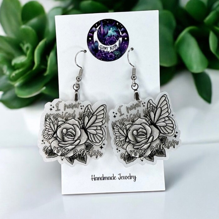 I Never Promised You a Rose Garden Butterfly Floral Acrylic Earrings