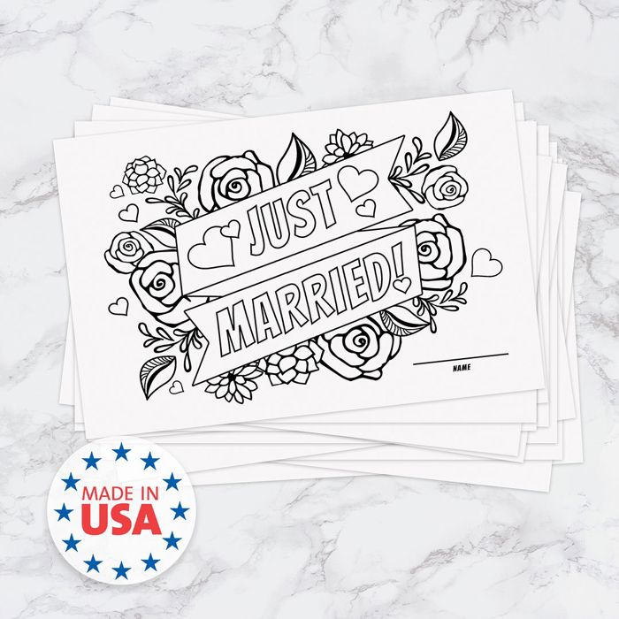 Wedding Themed Coloring Activity Placemats / 12 Wedding Coloring Sheets / 11" x 17" Kids Drawing Paper / Disposable Placemats