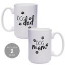  Dog Mom Dog Dad Mugs / Funny Gift Set For Dog Lovers / 15 Ounce White Coffee Cup Duo