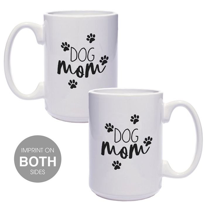 Dog Mom Dog Dad Mugs / Funny Gift Set For Dog Lovers / 15 Ounce White Coffee Cup Duo