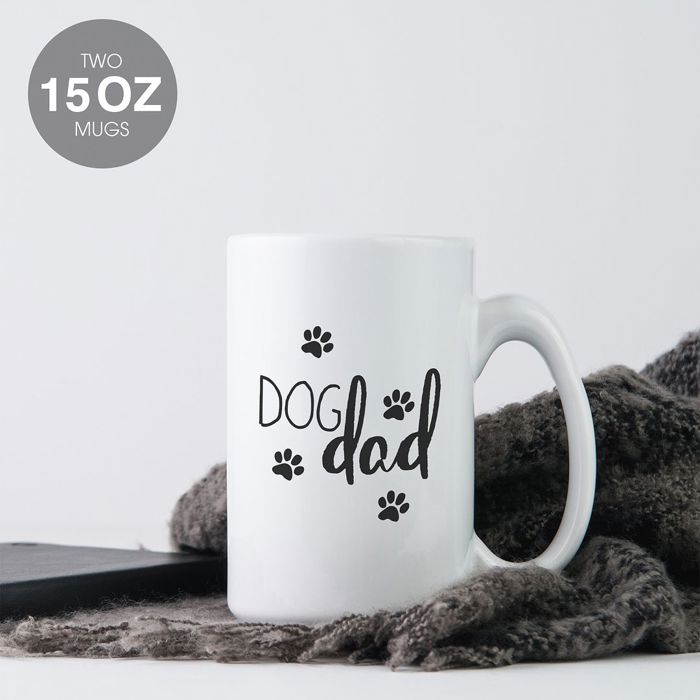 Dog Mom Dog Dad Mugs / Funny Gift Set For Dog Lovers / 15 Ounce White Coffee Cup Duo